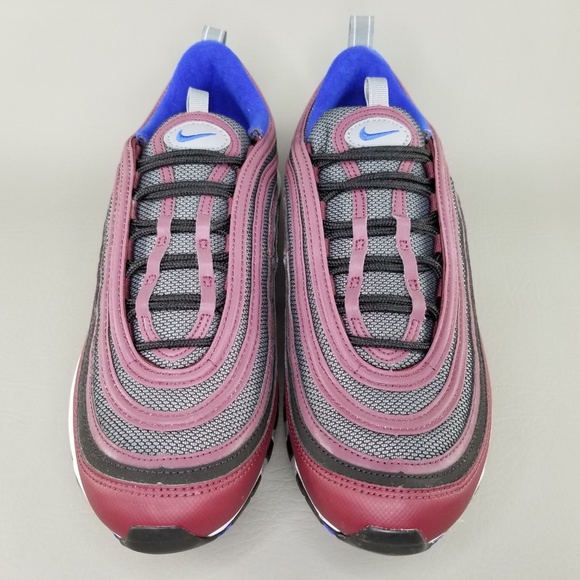 Nike Mens Air Max 97 Athletic Shoes Maroon Blue - Picture 3 of 8